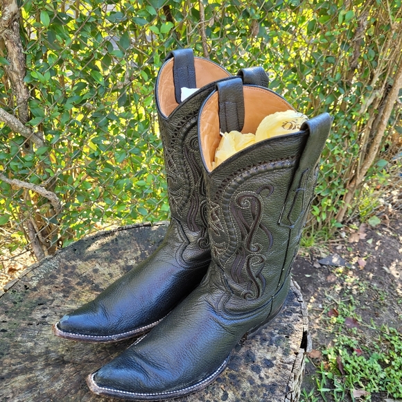 Vintage Men Genuine Leather Cowboy Boots By Cuadra Size 8.5/Go Western Style - Picture 2 of 11